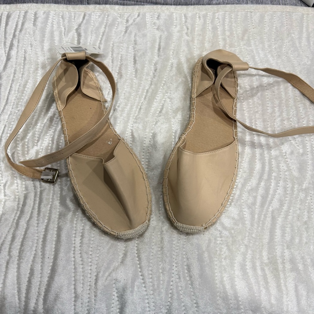 Tan Espadrille Shoes with Lace-Up Design